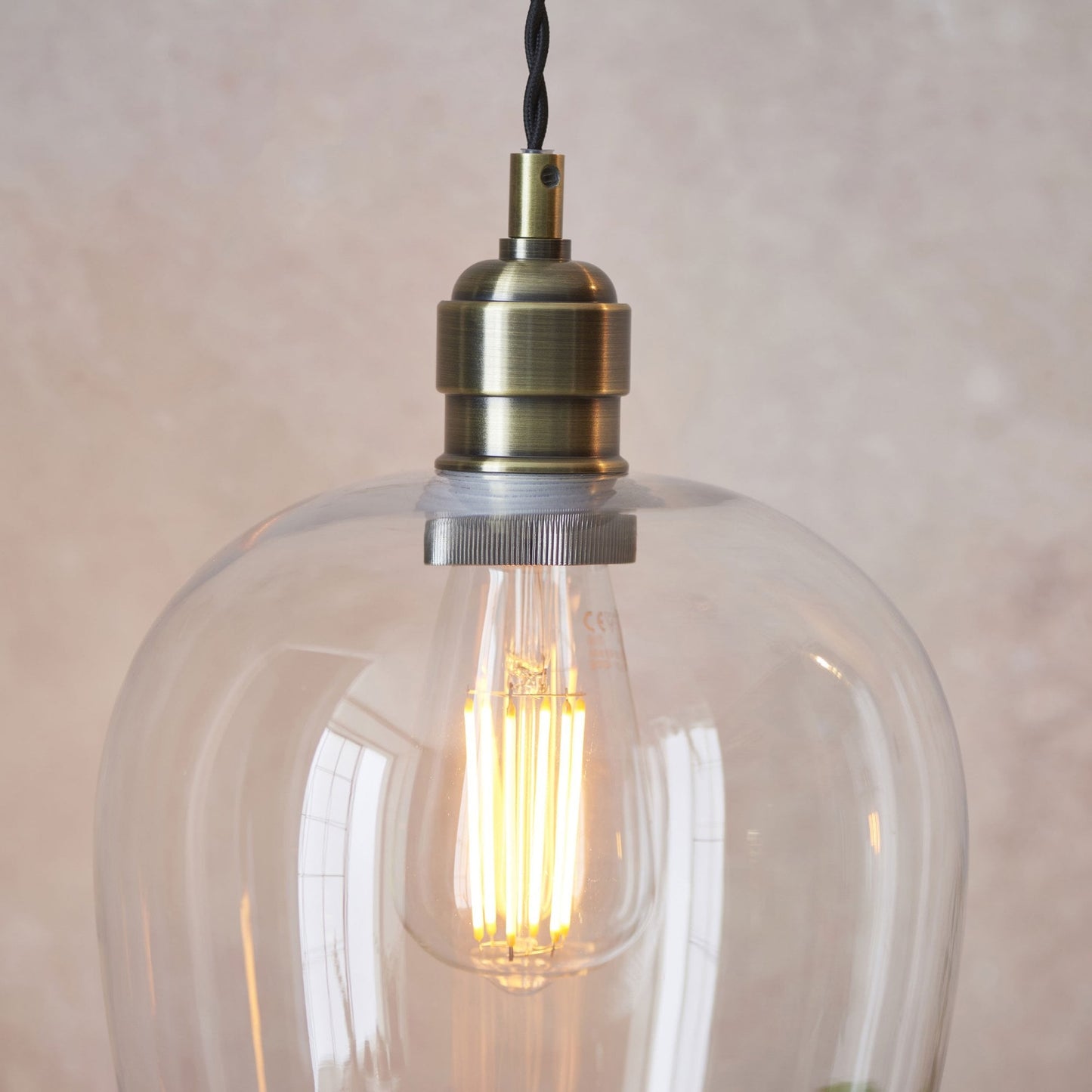 Lamp Candle| Hoburne Pendant in Antique Brass with Clear Glass