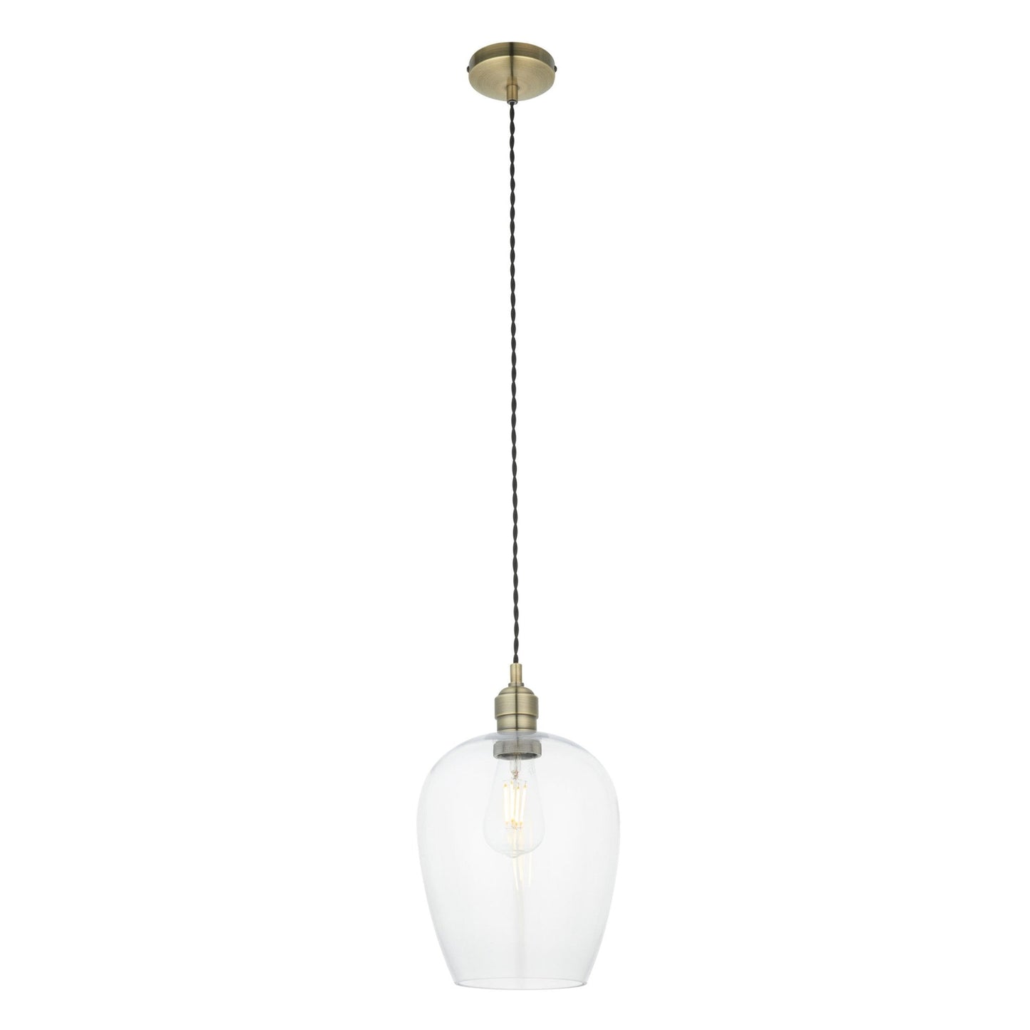 Lamp Candle| Hoburne Pendant in Antique Brass with Clear Glass