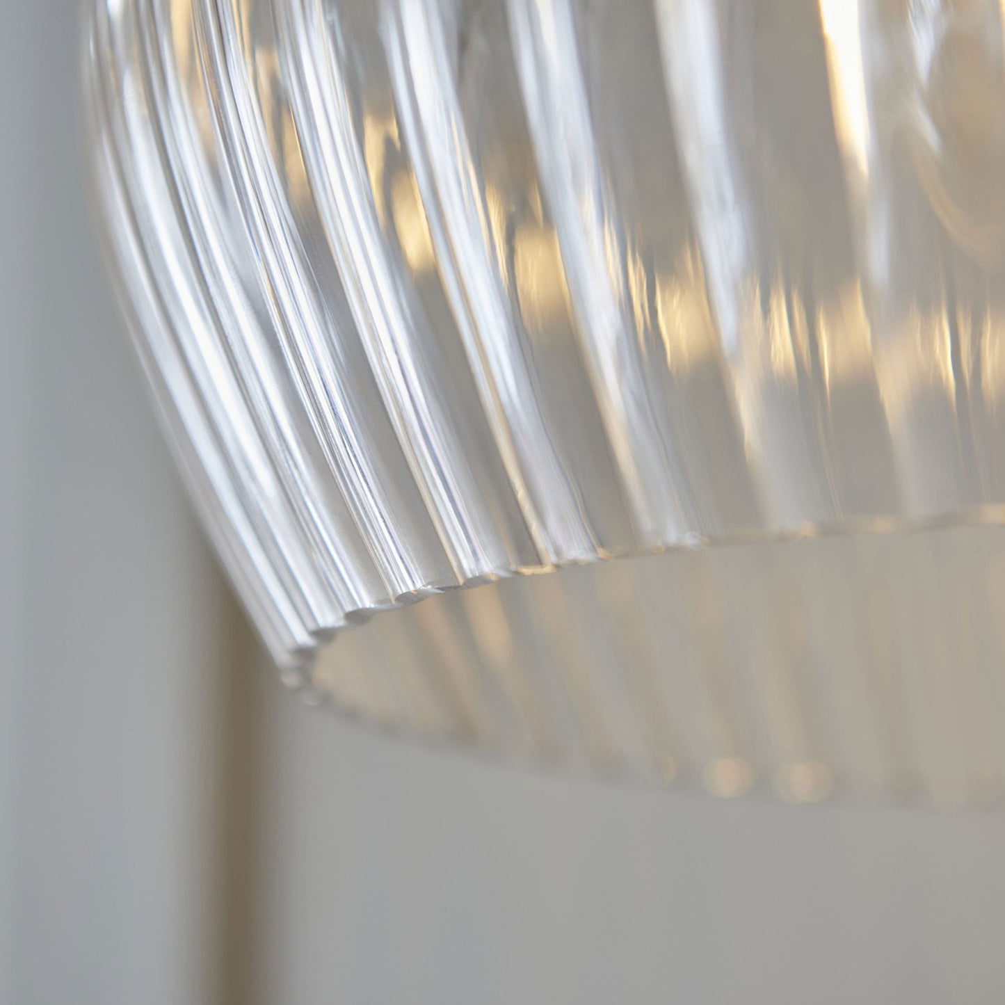Lamp Candle| Hoburne Medium Pendant in Bright Nickel with Clear Ribbed Glass