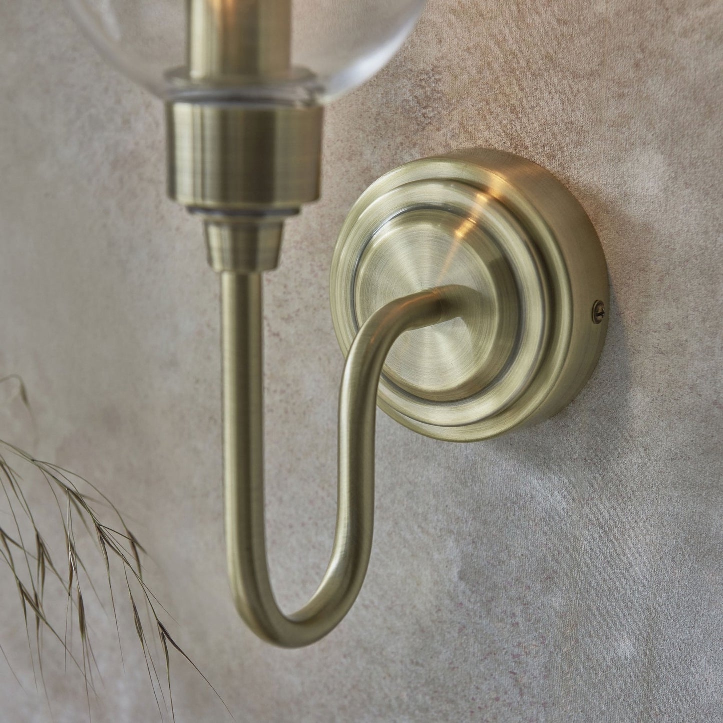 Lamp Candle| Single Wall Light in Antique Brass & Clear Glass