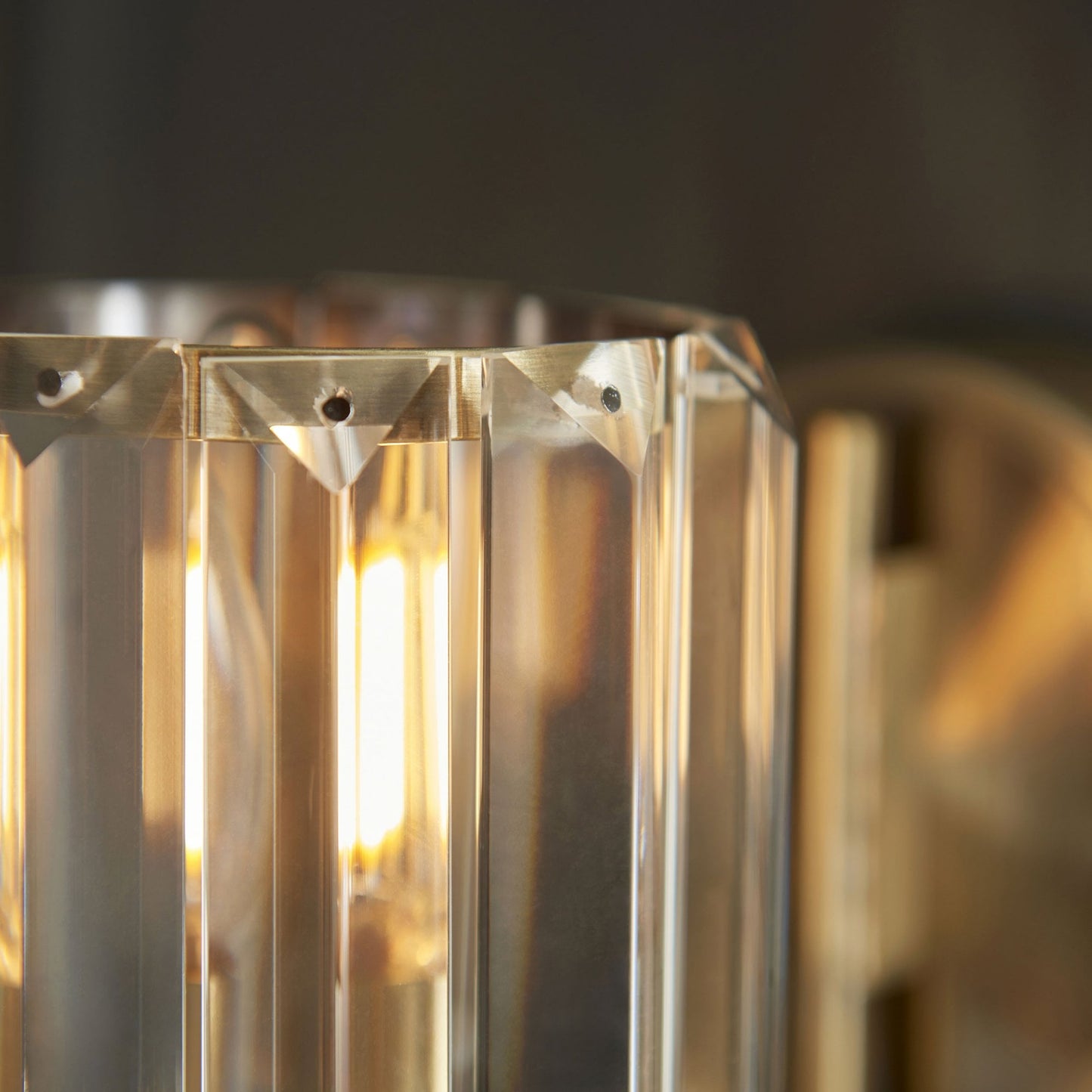 Lamp Candle| Berenice Wall Light in Antique Brass with Clear Cut Faceted Glass