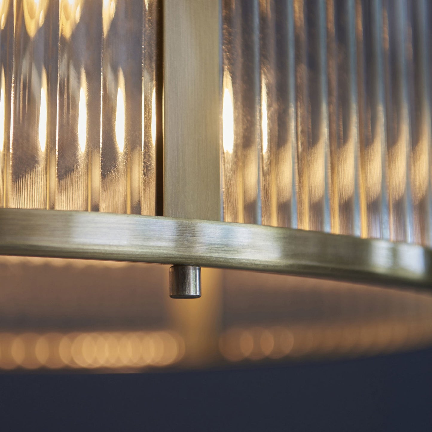 Lamp Candle| Ridgeton Pendant Light in Antique Brass & Clear Ribbed Glass